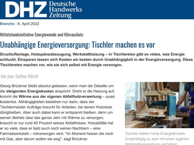 Über die energeitsche Unabhängigkeit von I & D - Artikel in der Online-Ausgabe der DHZ im April 2022 