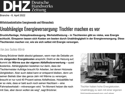 Über die energeitsche Unabhängigkeit von I & D - Artikel in der Online-Ausgabe der DHZ im April 2022 