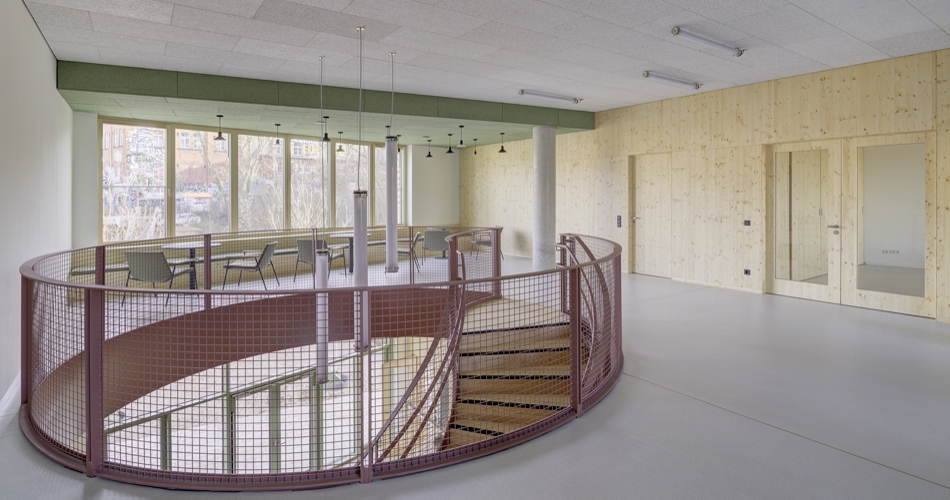 Innenbau im neuen SOS Kinderdorfzentrum in Leipzig-Connewitz
