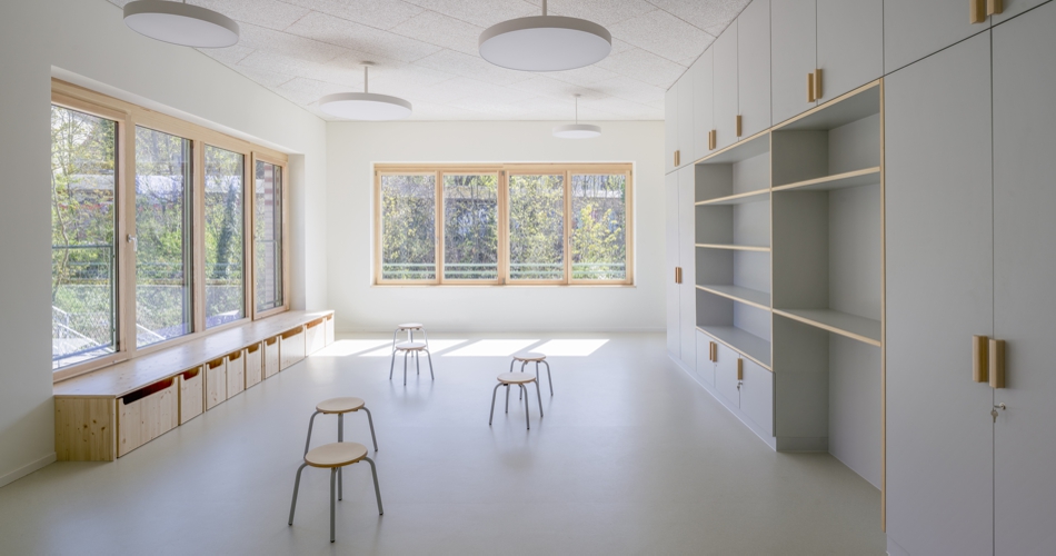 Innenbau im neuen SOS Kinderdorfzentrum in Leipzig-Connewitz